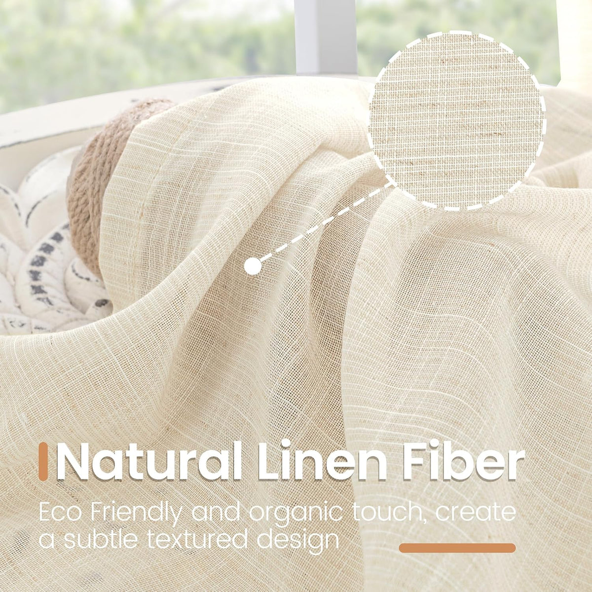 BGment Linen Kitchen Window Curtains Over Sink, 36 Inch Length Cafe Drapes