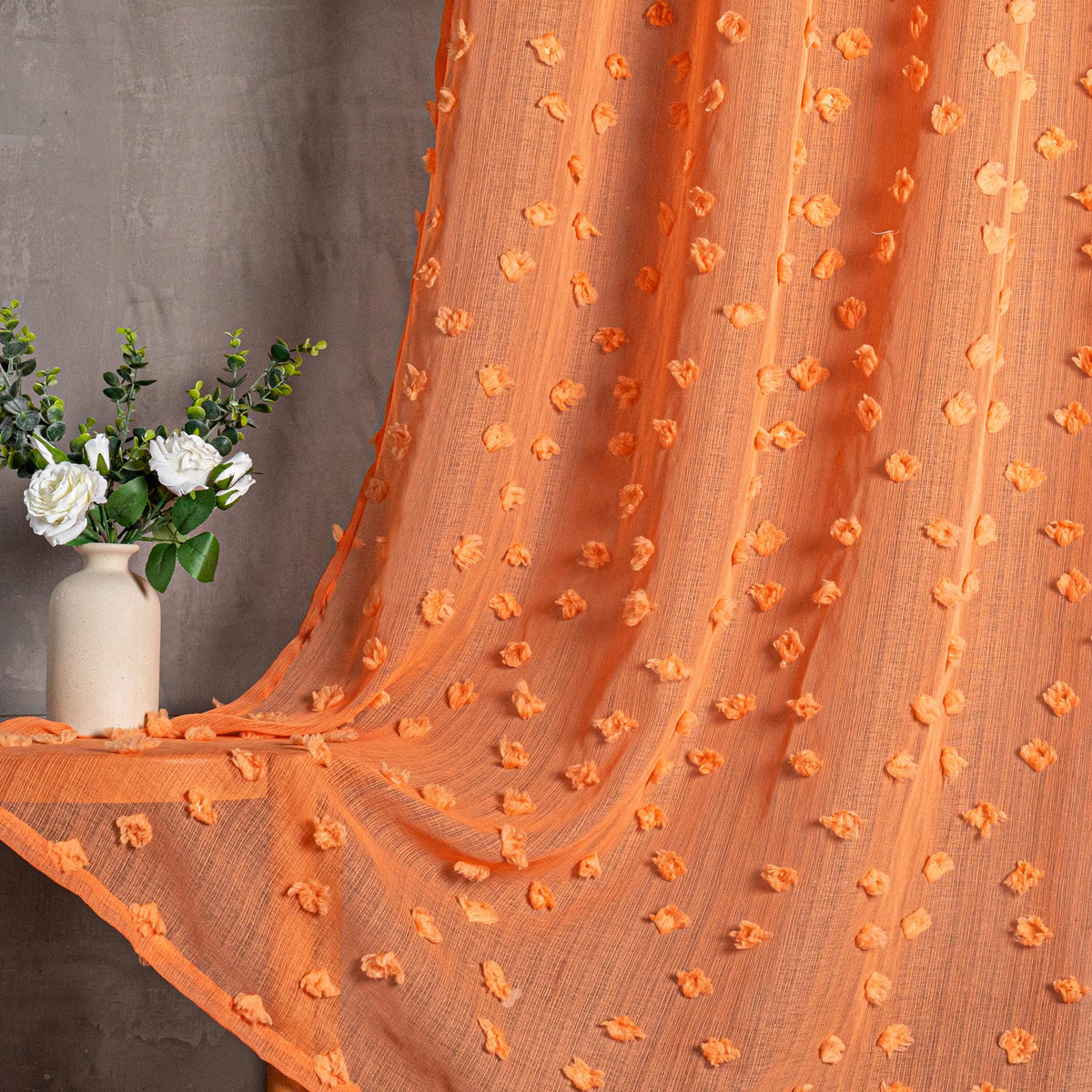 MYSKY HOME White Sheer Curtains 36 inch Length for Small Window,2 Panels