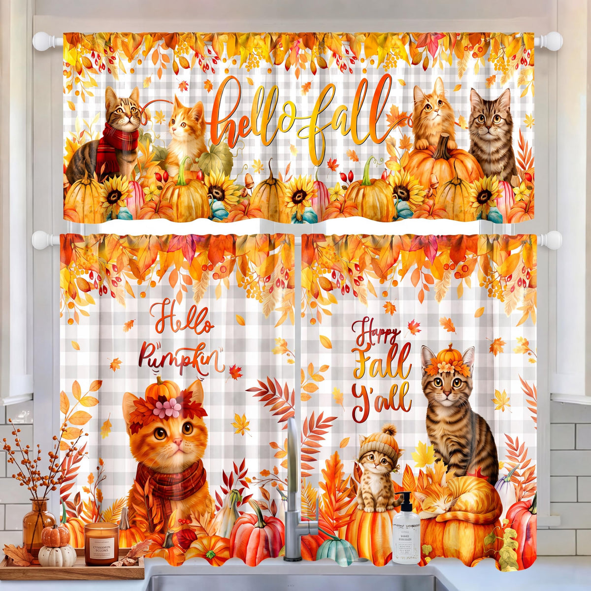 Breling 3 Pcs Sunflower Highland Cow Kitchen Curtains Valances and Tiers Set for Windows Spring Farmhouse Highland Cow Sunflower Curtains Decor for Summer Bedroom Window Decor Party Favor Supplies