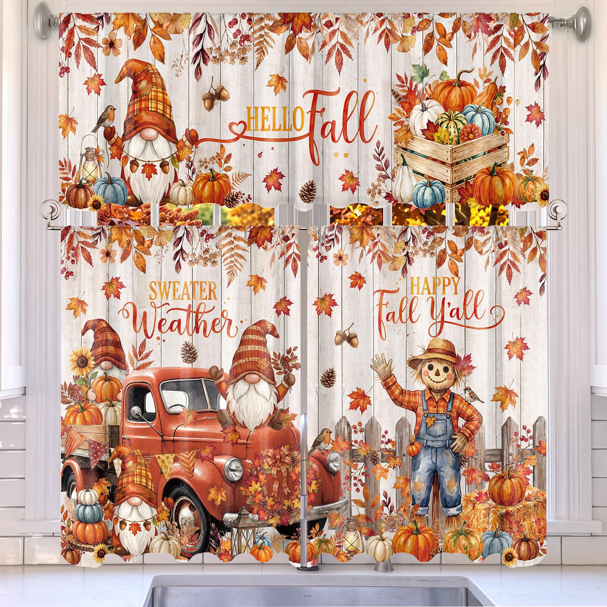 Breling 3 Pcs Sunflower Highland Cow Kitchen Curtains Valances and Tiers Set for Windows Spring Farmhouse Highland Cow Sunflower Curtains Decor for Summer Bedroom Window Decor Party Favor Supplies