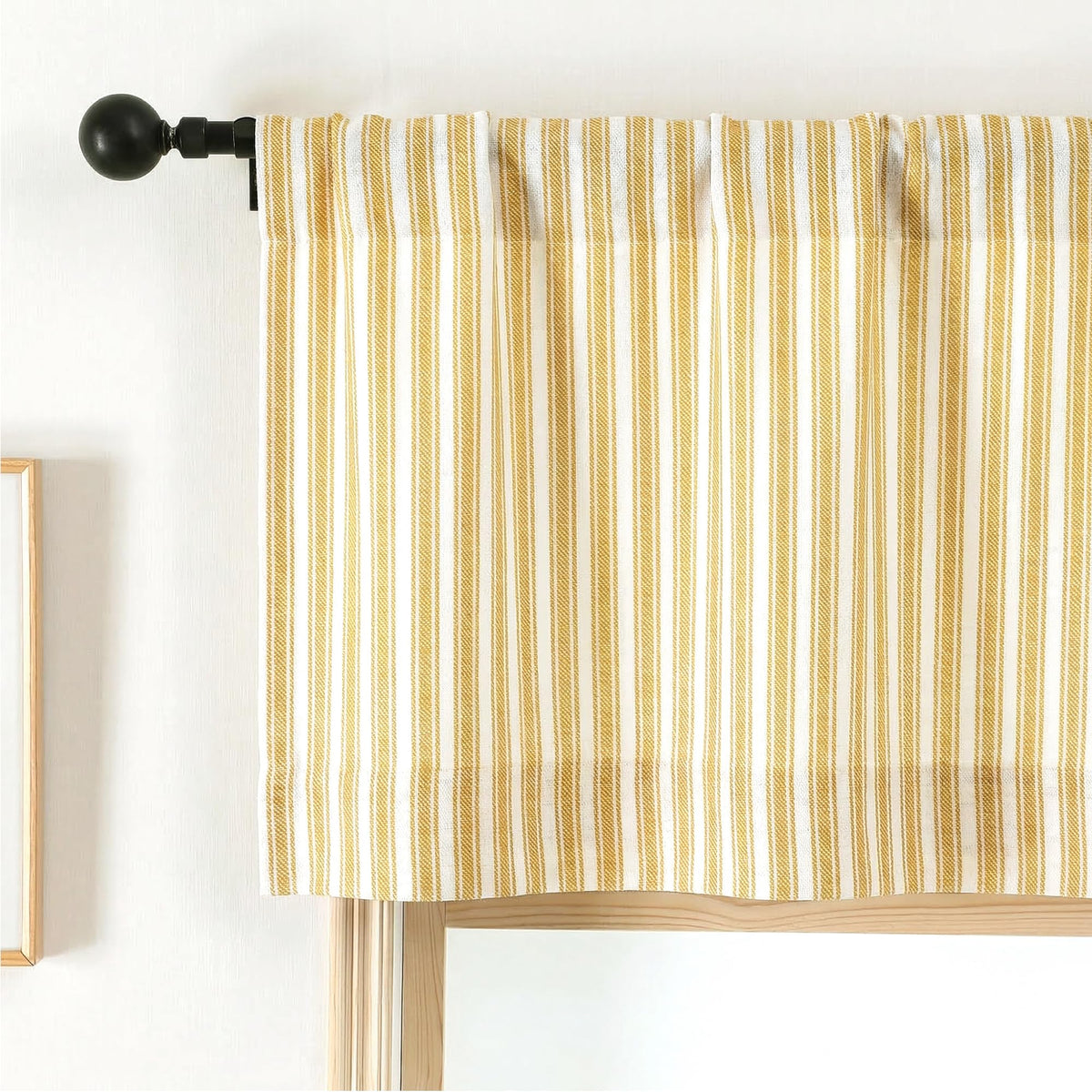 Chyhomenyc Striped Short Curtains 36 Inch Length - Light Filtering Faux Linen Living Room Tier Half Window Curtains, Farmhouse Modern Boho Curtain for Bathroom, 30Wx36L, 2 Pieces, Stone Blue