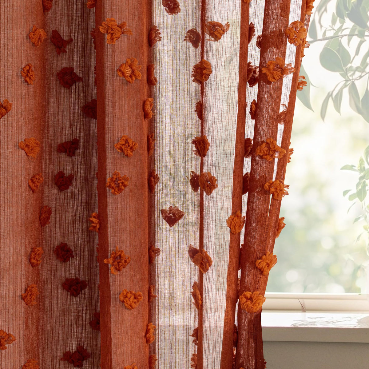 MYSKY HOME White Sheer Curtains 36 inch Length for Small Window,2 Panels