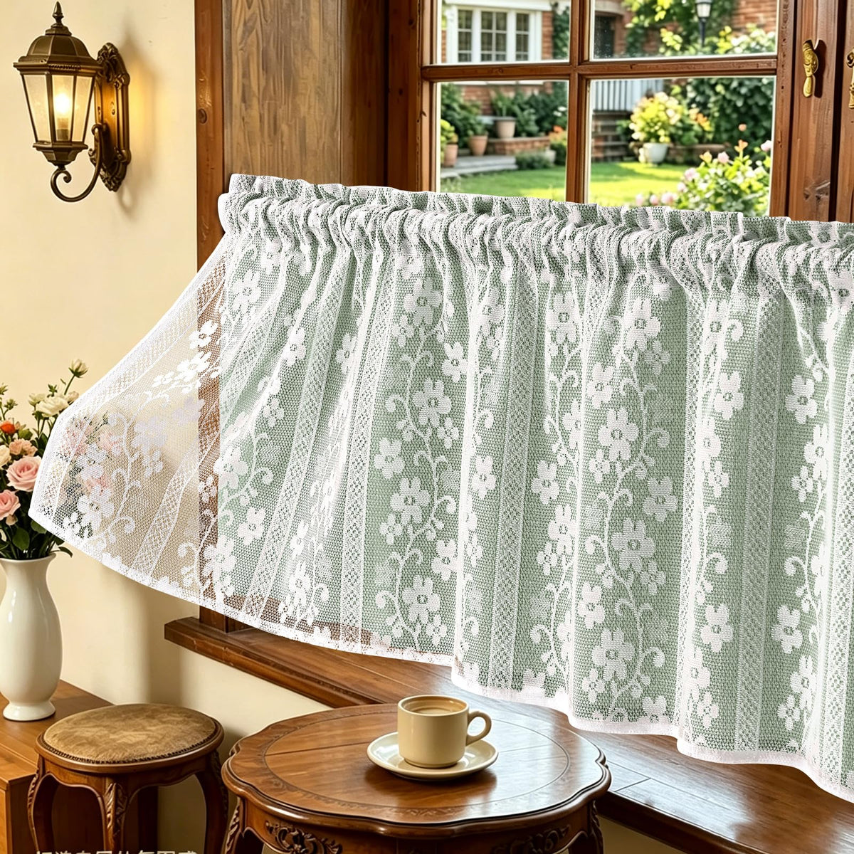 ASPMIZ Linen Kitchen Curtains 36 Inch Length, Double Layered Window Curtain 2 Panel Sets Rod Pocket Short Curtains for Kitchen, Farmhouse Window Treatment Tiers for Bathroom, Cafe, Beige
