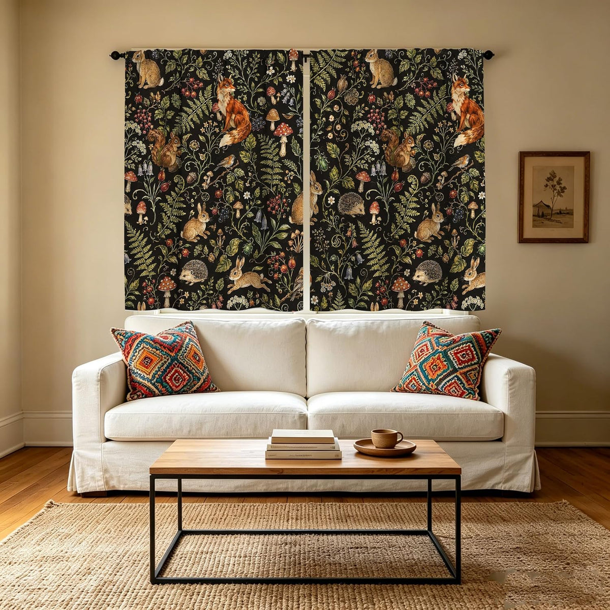Mushroom Kitchen Curtains Window Drapes Tiers 2 Panels 28"x36"