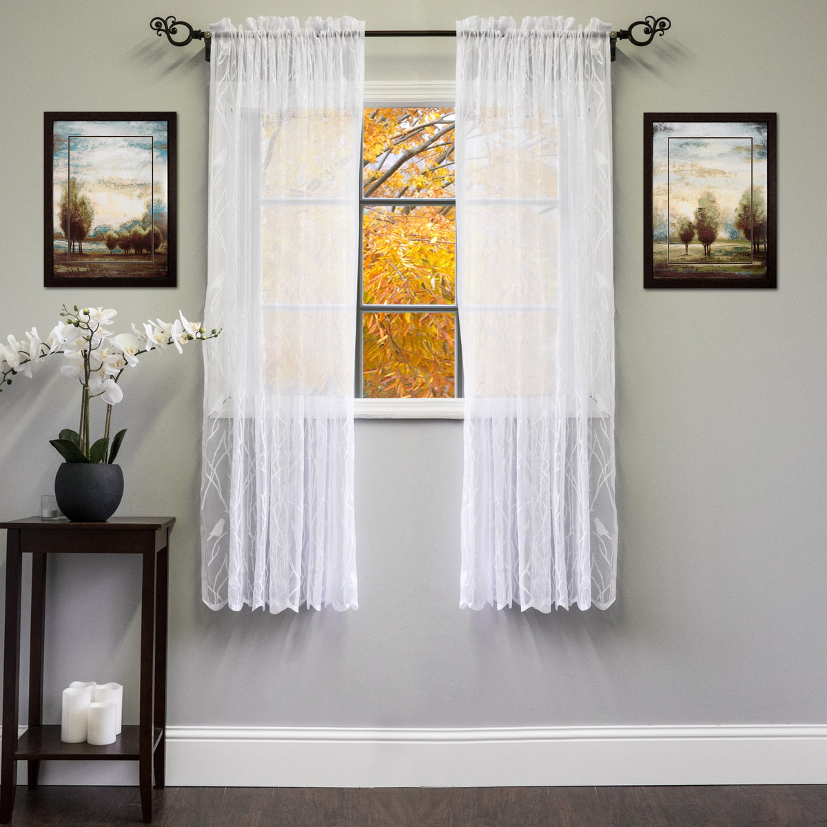 Sweet Home Collection Old World Style Floral Heavy Lace Kitchen Curtain Swag pair Hopewell Cream