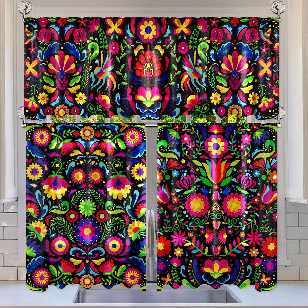 Breling 3 Pcs Sunflower Highland Cow Kitchen Curtains Valances and Tiers Set for Windows Spring Farmhouse Highland Cow Sunflower Curtains Decor for Summer Bedroom Window Decor Party Favor Supplies