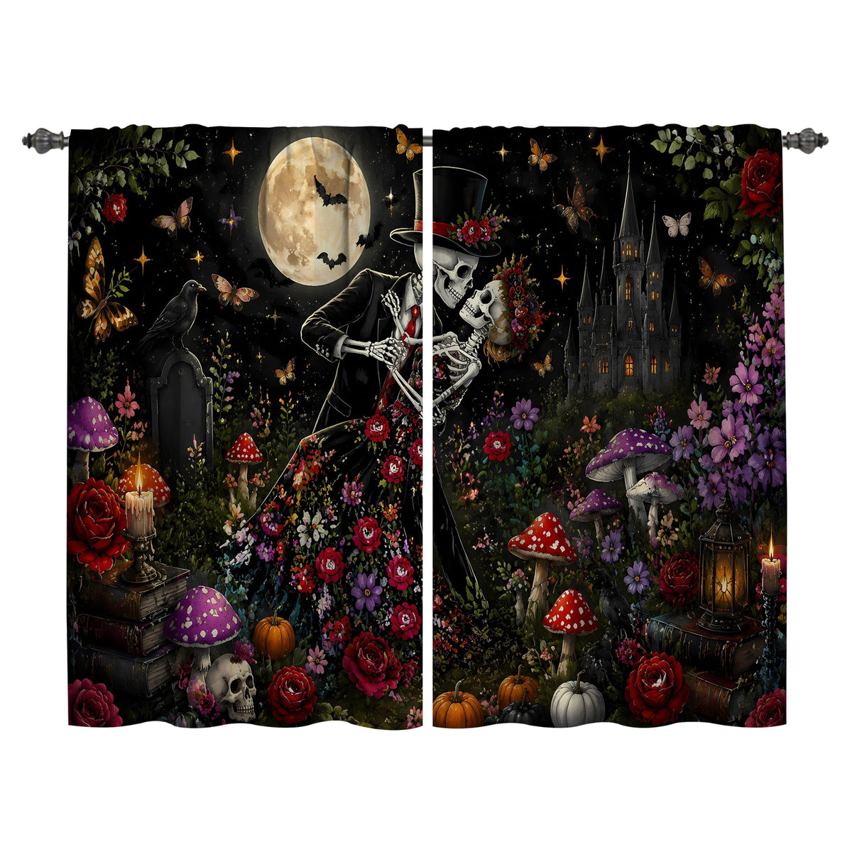 Mushroom Kitchen Curtains Window Drapes Tiers 2 Panels 28"x36"