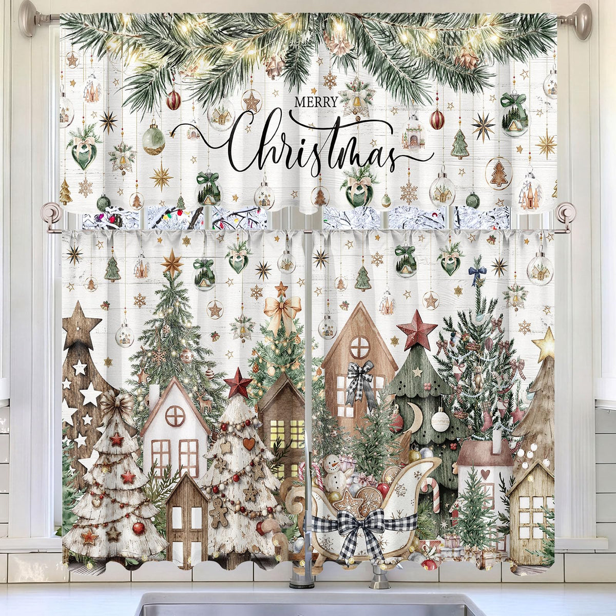 Breling 3 Pcs Sunflower Highland Cow Kitchen Curtains Valances and Tiers Set for Windows Spring Farmhouse Highland Cow Sunflower Curtains Decor for Summer Bedroom Window Decor Party Favor Supplies