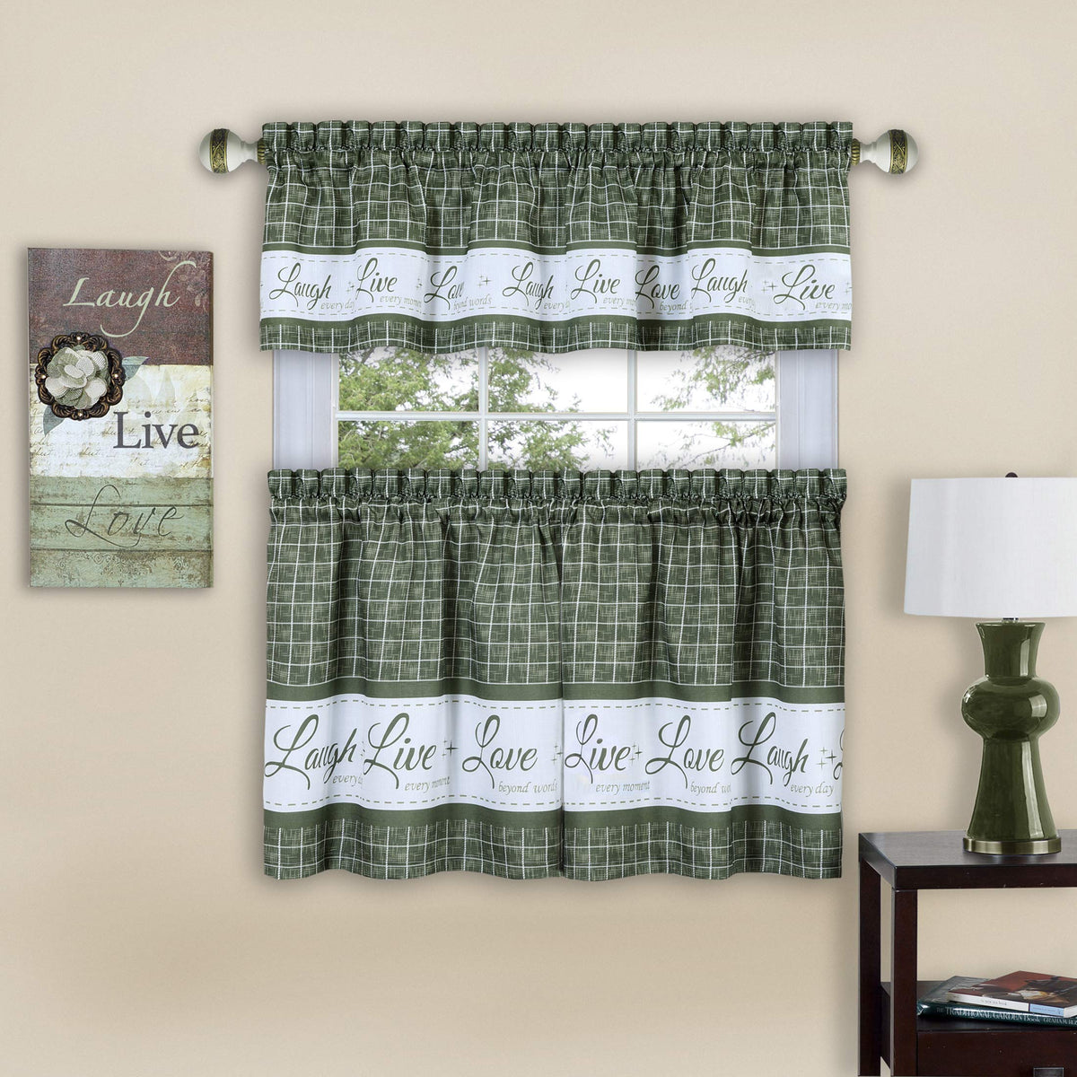 ACHIM Tier and Valance Curtain Set, 58 x 24 in, Charcoal, Light Filtering
