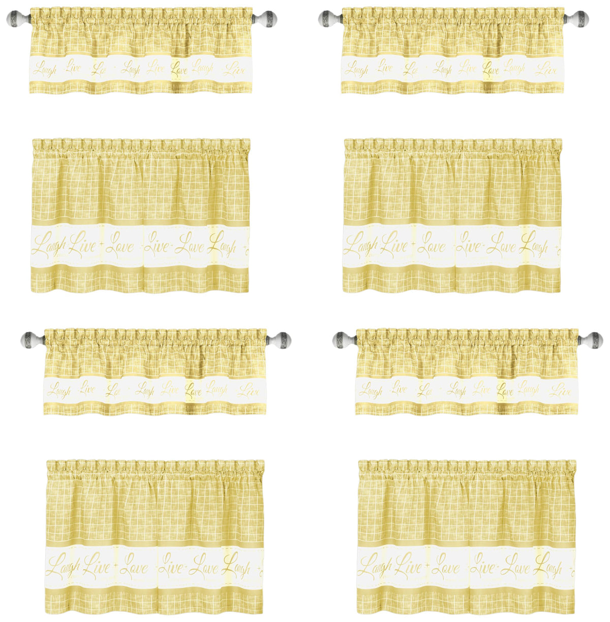 ACHIM Tier and Valance Curtain Set, 58 x 24 in, Charcoal, Light Filtering