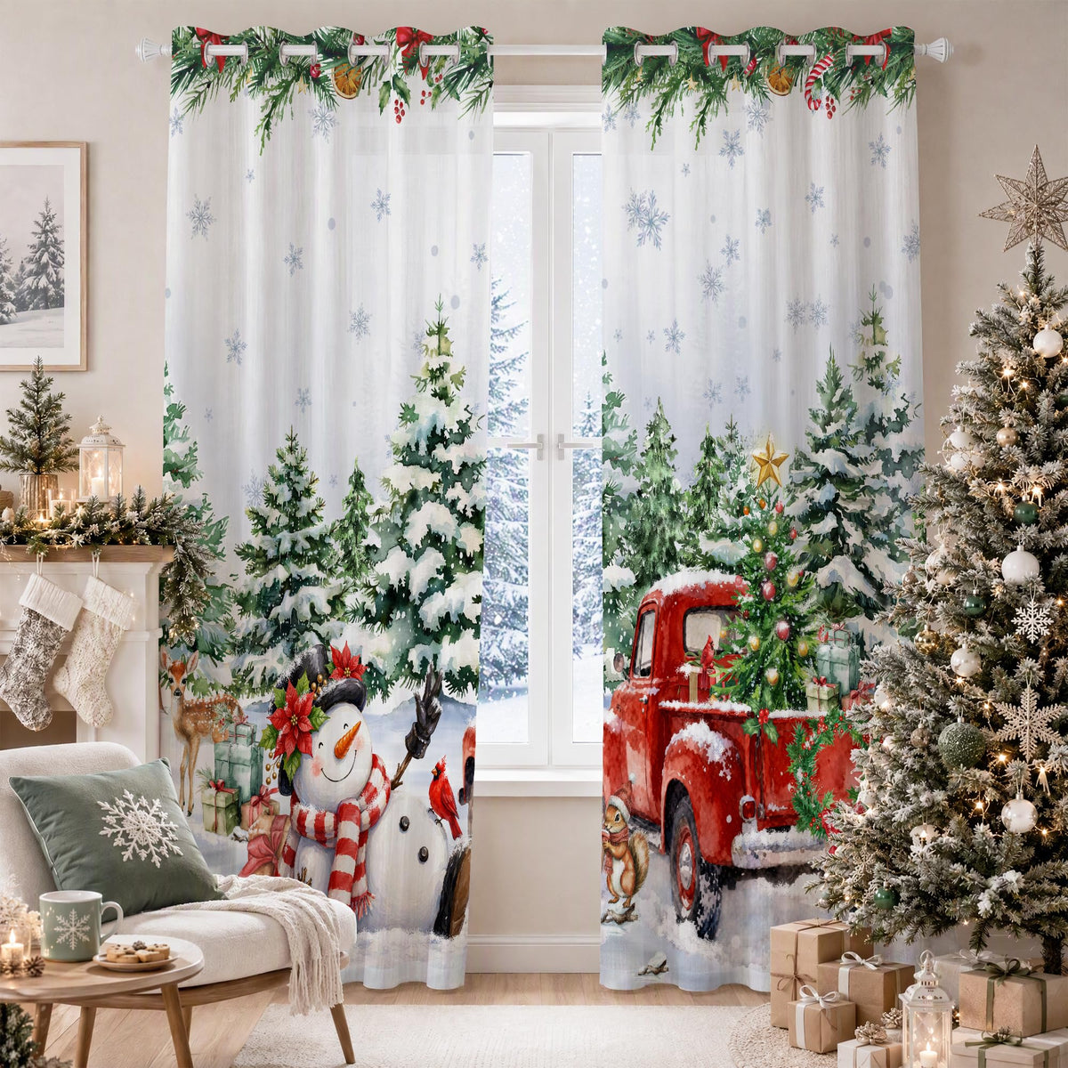 FUTBU Fall Kitchen Curtains for Windows-Fall Decorations Leaves Pumpkin Valances-Autumn Leaf Curtains and Valances Set Decor for Cafe Living Room 27''x24'' 2 Panel & 54x18 Inch Tier Set Thanksgiving
