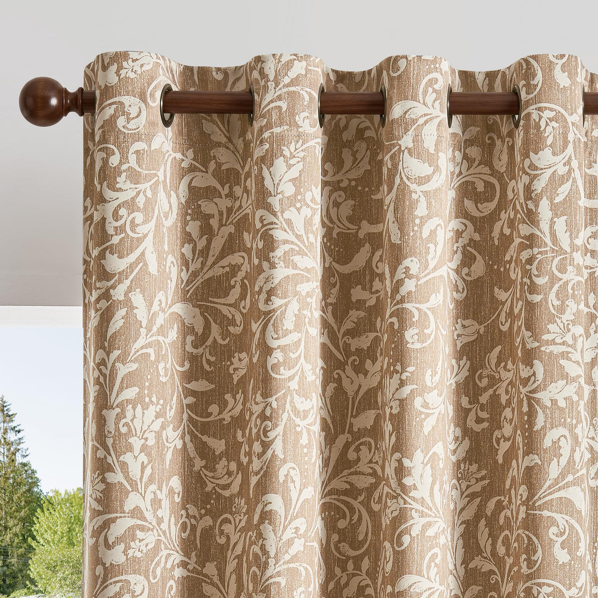 jinchan Black Boho Floral Blackout Curtains 84 Inch Grommet 2 Panels