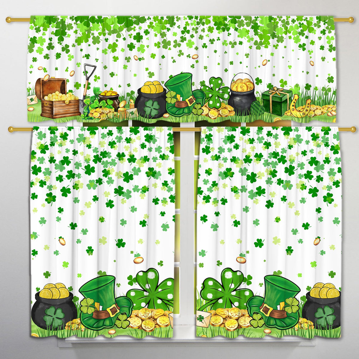 FUTBU Fall Kitchen Curtains for Windows-Fall Decorations Leaves Pumpkin Valances-Autumn Leaf Curtains and Valances Set Decor for Cafe Living Room 27''x24'' 2 Panel & 54x18 Inch Tier Set Thanksgiving