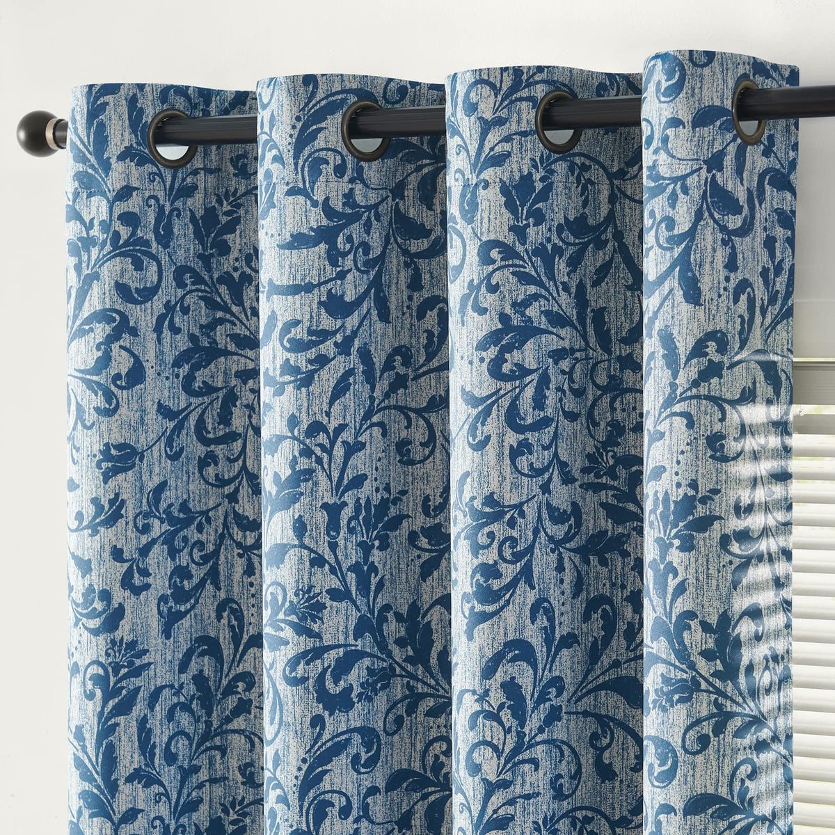 jinchan Black Boho Floral Blackout Curtains 84 Inch Grommet 2 Panels