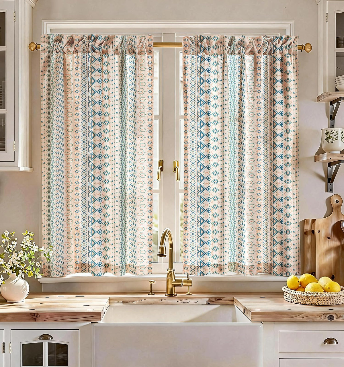 Miss Adola 36 Inch Length Kitchen Tier Curtains, Vintage Floral