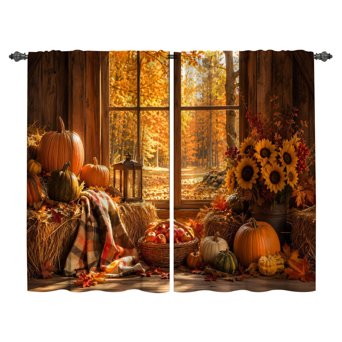 Mushroom Kitchen Curtains Window Drapes Tiers 2 Panels 28"x36"