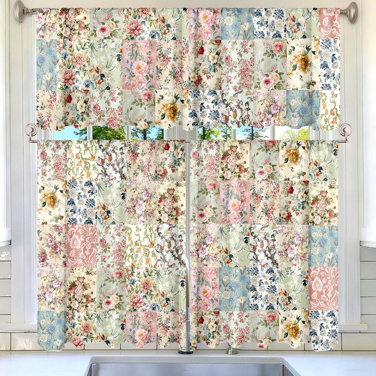Breling 3 Pcs Sunflower Highland Cow Kitchen Curtains Valances and Tiers Set for Windows Spring Farmhouse Highland Cow Sunflower Curtains Decor for Summer Bedroom Window Decor Party Favor Supplies