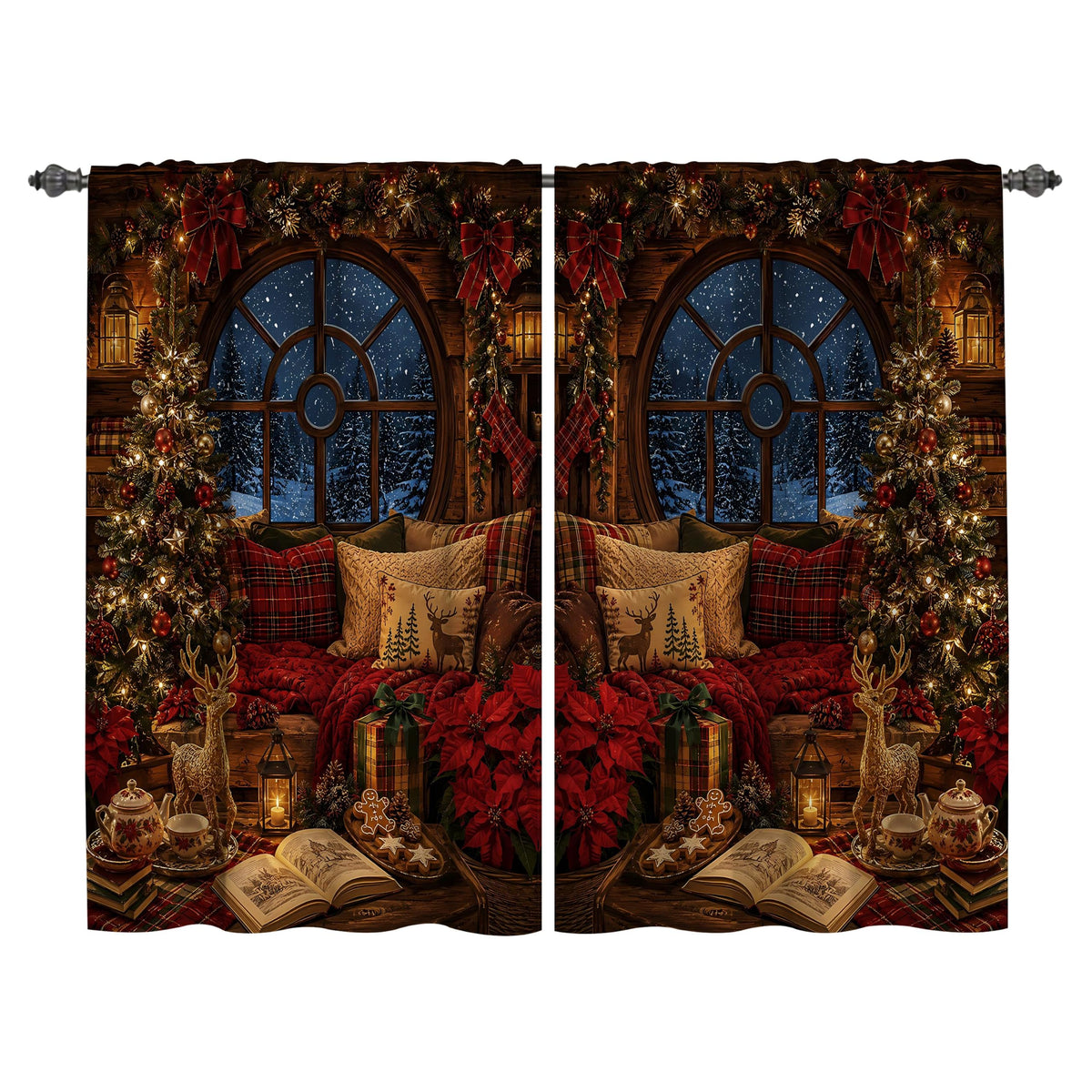 Mushroom Kitchen Curtains Window Drapes Tiers 2 Panels 28"x36"