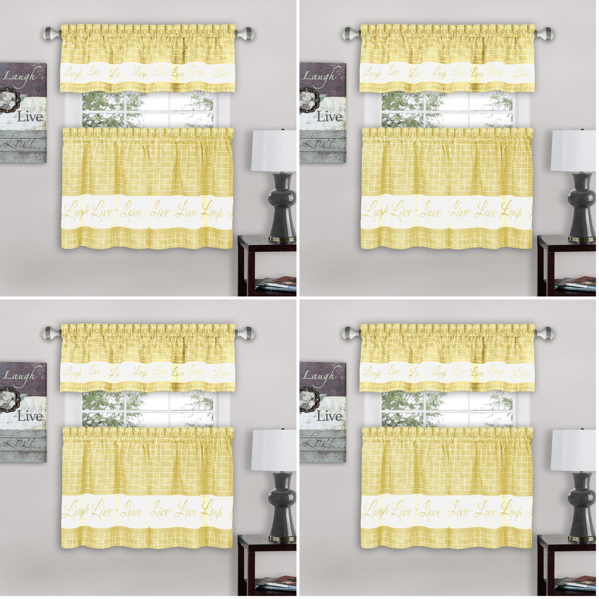 ACHIM Tier and Valance Curtain Set, 58 x 24 in, Charcoal, Light Filtering