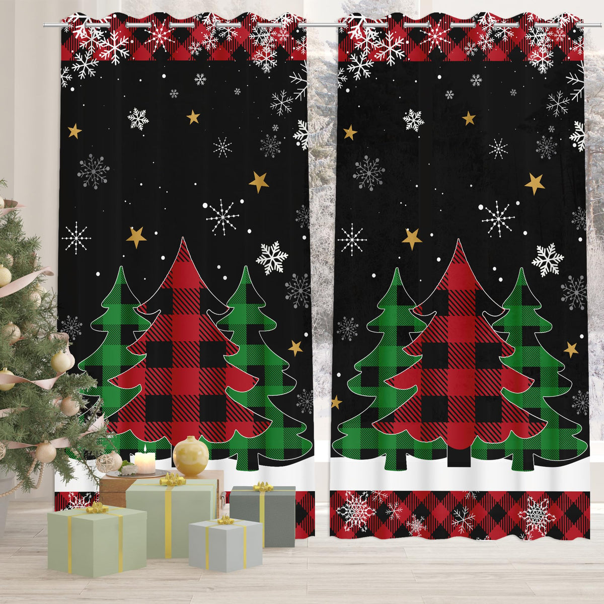 FUTBU Fall Kitchen Curtains for Windows-Fall Decorations Leaves Pumpkin Valances-Autumn Leaf Curtains and Valances Set Decor for Cafe Living Room 27''x24'' 2 Panel & 54x18 Inch Tier Set Thanksgiving