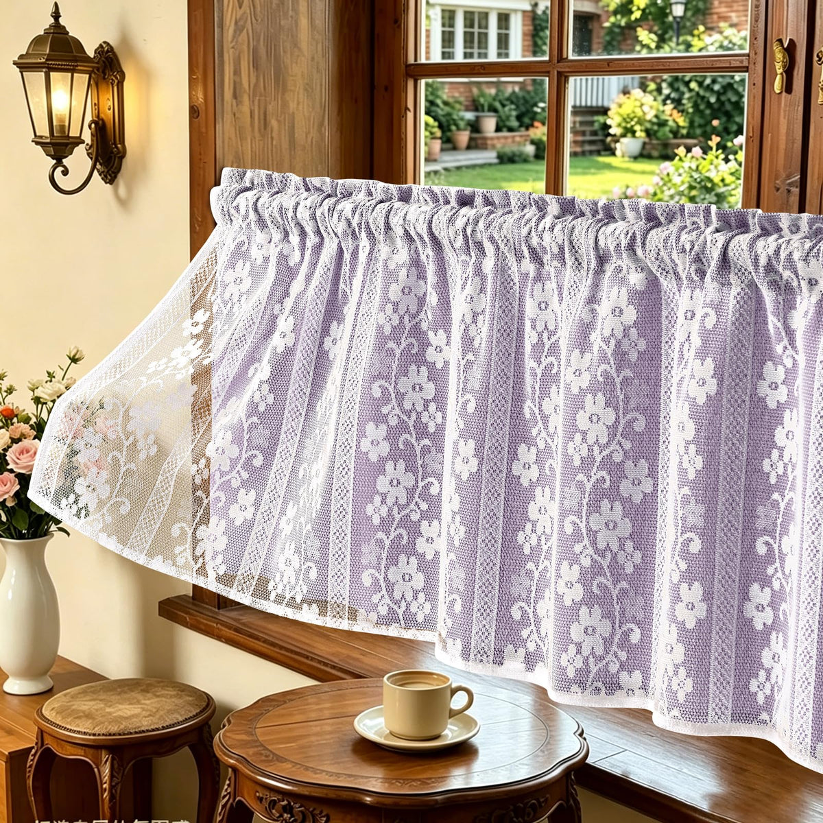 ASPMIZ Linen Kitchen Curtains 36 Inch Length, Double Layered Window Curtain 2 Panel Sets Rod Pocket Short Curtains for Kitchen, Farmhouse Window Treatment Tiers for Bathroom, Cafe, Beige