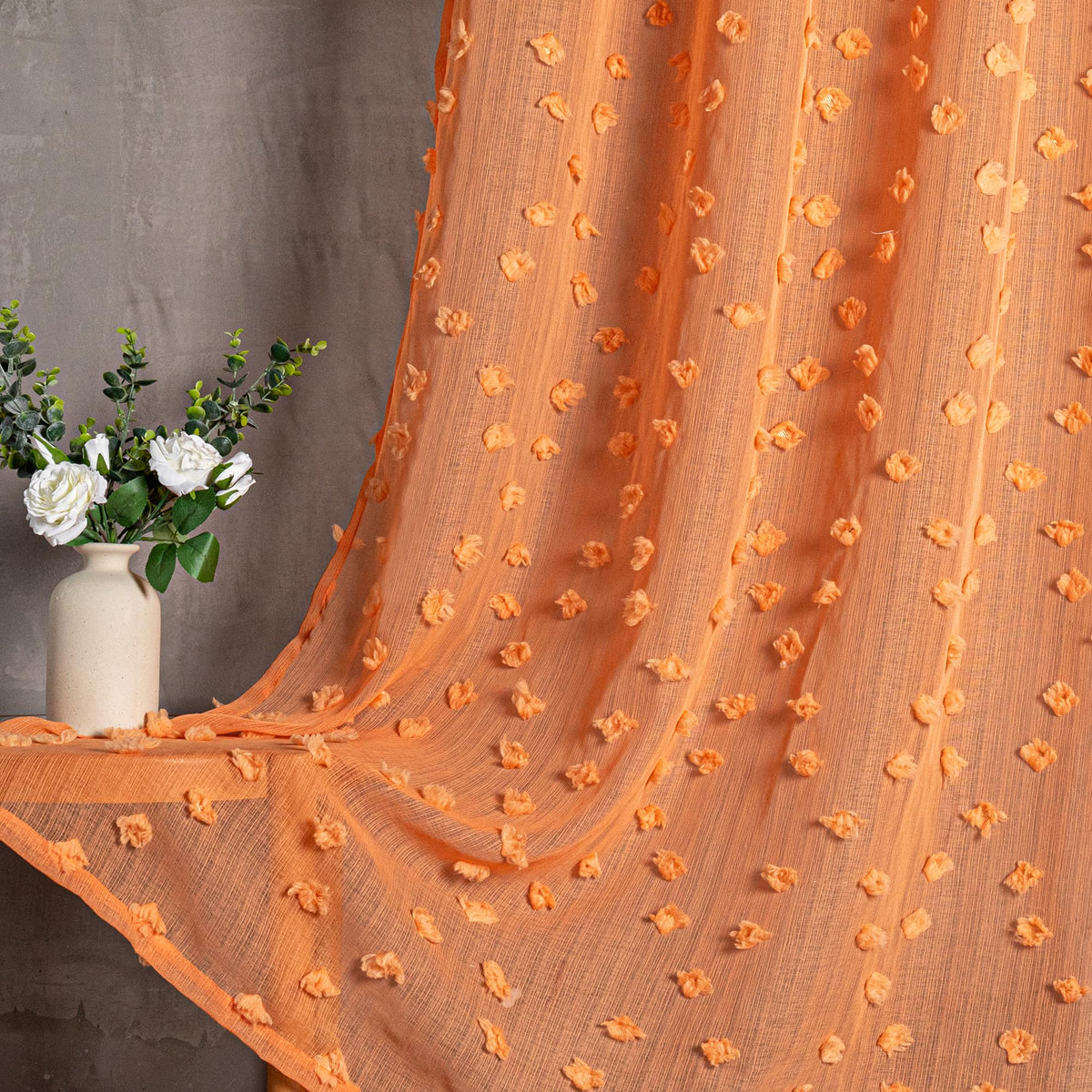 MYSKY HOME White Sheer Curtains 36 inch Length for Small Window,2 Panels