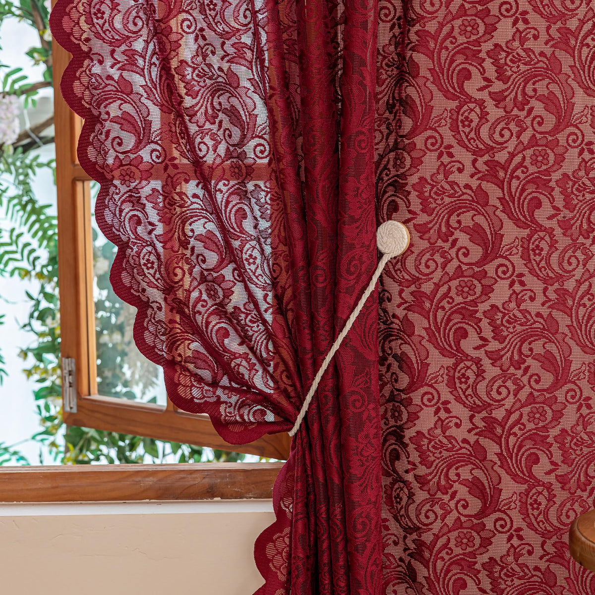 ALIGOGO Short White Lace Kitchen Curtains 36 Length 2 Panels W26 x L36 Inch