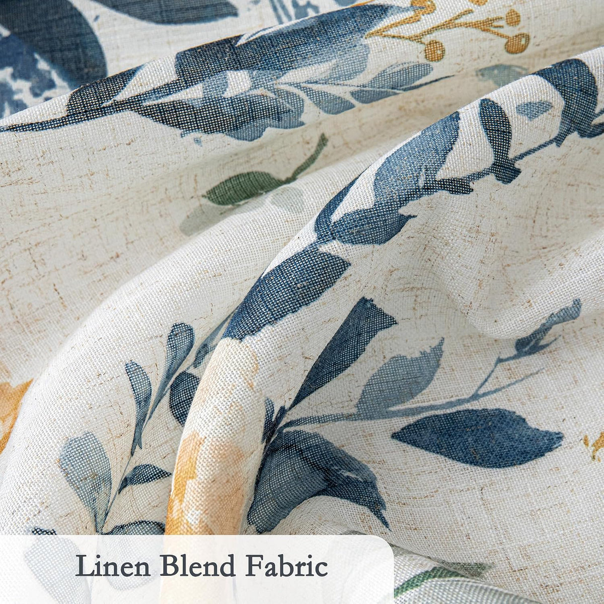 MYSKY HOME Floral Linen Kitchen Tier Curtains 36 Inch Long 2 Panels
