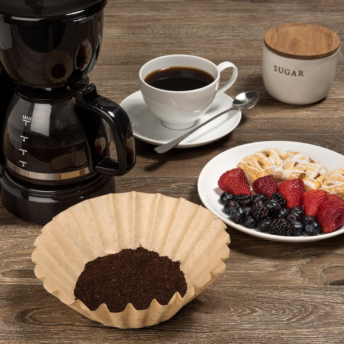 Coffee Filters - Natural Unbleached Brown Biodegradable - Large Basket - 9.75" Flattened Diameter - 4.25" Diameter Base - by California Containers (200 Count)